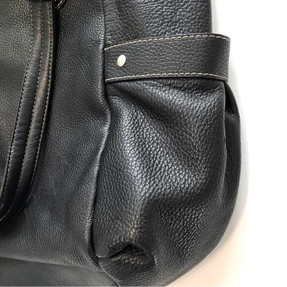 Kenneth Cole Reaction Black Pebbled Leather XL Double Handle Shoulder Tote Bag - Picture 9 of 15